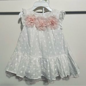 Bonnie Baby Girl White Eyelet Dress Sz. 3-6 months